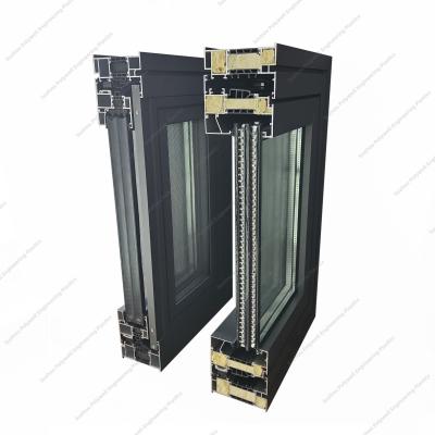 China Double Glazing Thermal Insulation Aluminum Window Mill Finish Broken Bridge Silent Casement for sale