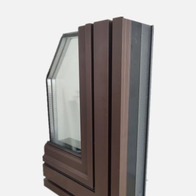 China Double Glazed Glass Aluminum Windows Sound Proof 6005 With Fiber Nylon Thermal Break Strip for sale