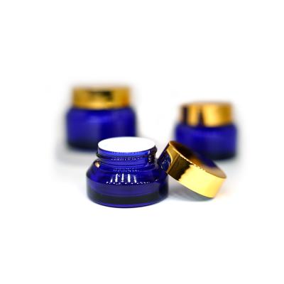 China Tarro de cristal de los cosméticos azules de Hanya Glass Lotion Bottles 30g 50g en venta