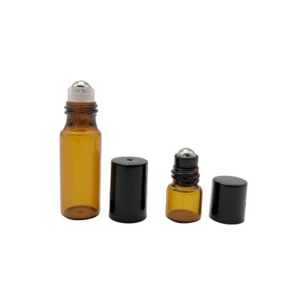 China Refillable Clear 5ml 10ml Amber Glass Vials With Roller Ball for sale