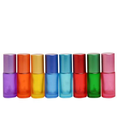 China Recyclable Frosted Glass Roller Bottles 1ml 2ml 3ml Rollerball Oil Containers for sale