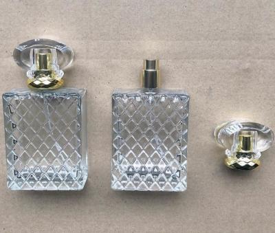 China Glass Square Refillable Perfume Bottle 50ml for sale