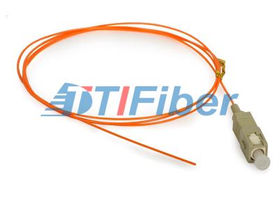 China OM1 OM2 Fibre Optic Pigtails With Simplex Orange PVC Outer Jacket for sale
