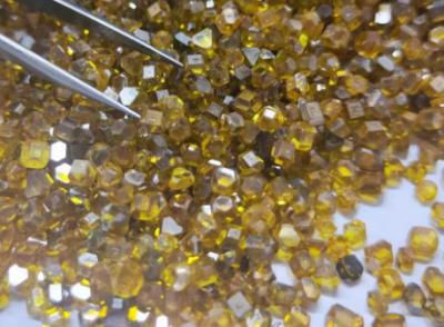 China MCD Mono Crystalline Diamond Dodecahedron / Tower Shaped Yellow Rough Diamond for sale