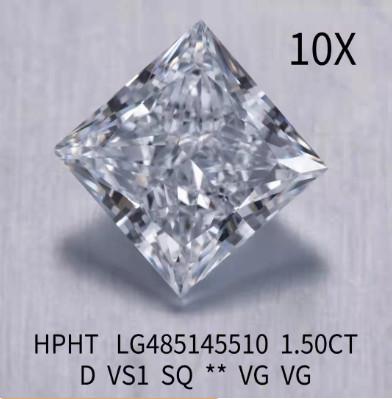 China Colorless Princess Cut Lab Grown Diamond Jewelry 1.5 Ct  D VS1 VG HPHT Diamond for sale