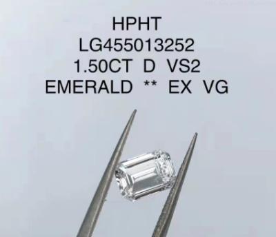 China Esmeralda de 1,5 Ct Diamante cultivado en laboratorio Joyería D VS2 VG HPHT Diamante en venta