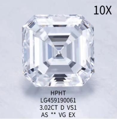 China 3.02 Ct D VS1 EX Diamante cultivado en laboratorio Joyería HPHT Cuadrado Diamante de corte de esmeralda en venta