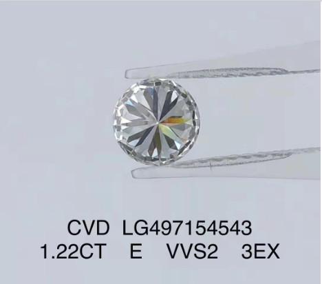 Quality 1.22 Ct E Color VVS2 3EX Lab Grown Diamond Jewelry CVD Synthetic Lab Grown for sale