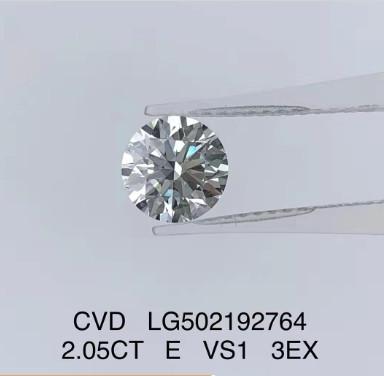 China 2.05ct VS1 CVD Diamond Jewelry 3EX Round Cut Loose Lab Created Diamonds for sale