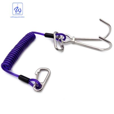 China Safety Stainless Rope Diving Fishing Spring Coil Cable Retractable Tool Lanyard for sale