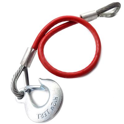 China Red Safety Steel Wire Rope Sling With Stainless Steel Eye Hook For Trailer for sale