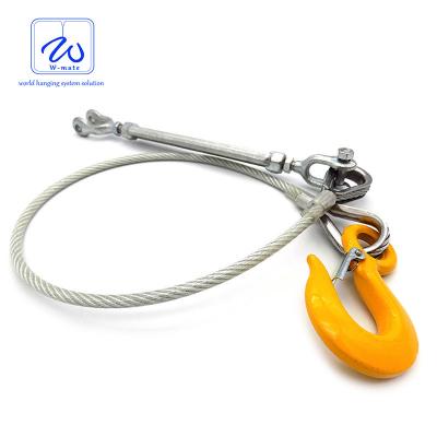 中国 ステンレス製のホックが付いている鋼鉄ロープの吊り鎖を引く高い力の緊急時の頑丈な鋼鉄ケーブル 販売のため