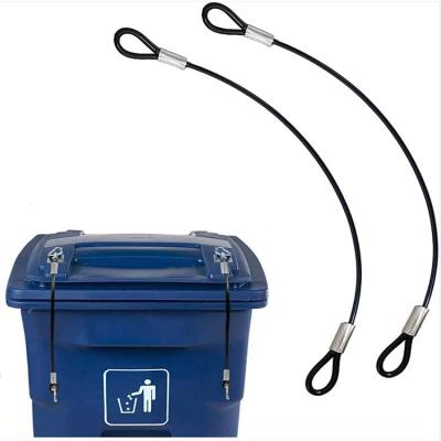 China Vinyl Coated Stainless Steel Wire Rope Trash Can Lid Lock Metal Universal Lid Lock For Outdoor Garbage Cans for sale