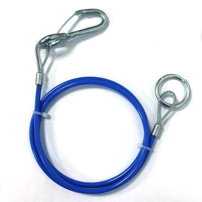 China Nylon Coated Colorful 4mm Stainless Steel Wire Rope With Eyelets And Safety Hook for sale