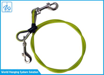 China Color Plastic Coated Pet Tie Out Cable Steel Wire Rope Dog Chain With Carabiner for sale