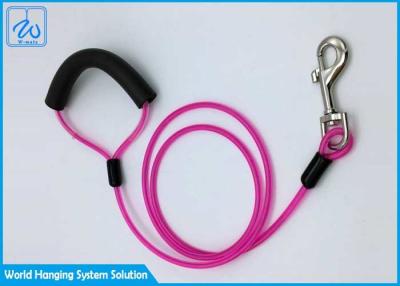China Custom Tie Out Dog Collar Flexi Pink Leashes For Pet , Dog Runner Cable for sale