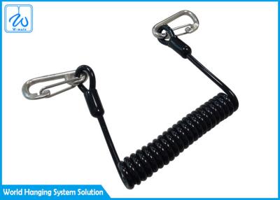 China Coiled Spring Tool Safety Clip Lanyard With Carabin for sale