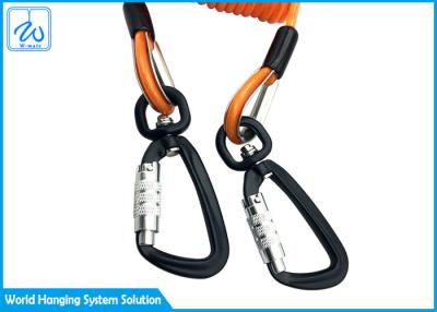 China Tool Safety Lanyard 3m Coil Spring Lanyard With Carabiner Custom for sale
