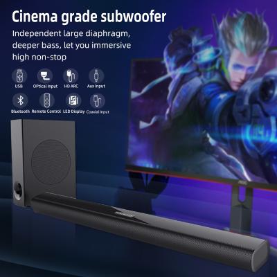 China 100W Wireless Bluetooth Soundbar With Subwoofer Cinema Grade  ABS Material for sale