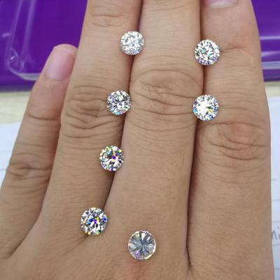 China Color Play or Loose Color Moissanite Gemstone 6.5mm Round Moissanite Lab Grown Color Fire AAA White Diamond E-F Moissanite Gemstone 1 Carat for sale