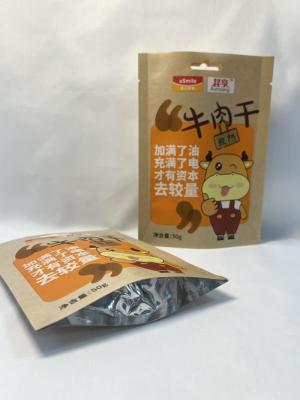 China Brown Paper Packaging Pouches Kraft Paper Plastic Bag Customized for sale