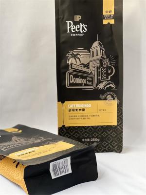 China Custom Logo Kraft Coffee Packaging Pouch 120 Microns With Valve for sale