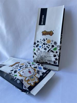 China Eco laminado plástico blanco de las bolsas de papel de Kraft del escudete lateral del ISO amistoso en venta