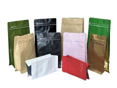 China OEM Coffee Flat Bottom Bags With Excellent Display One Way Ziplock 100g-1kg for sale