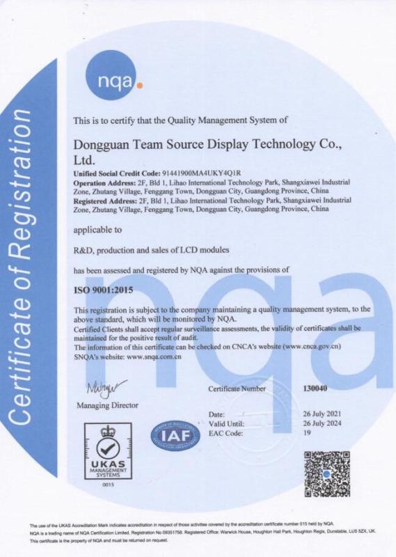 ISO9001:2015 - Team Source Display