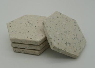 China Hexagonal Terrazzo Coasters Set Diameter 11cm Backside With Rubber Pads for sale