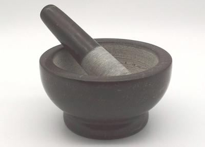 China Black Stone Mortar And Pestle , Garlic Grinder Stone Environment Friendly for sale