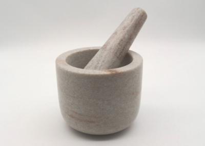 China Round Stone Mortar And Pestle , Marble Bowl With Grinder Handcrafts for sale