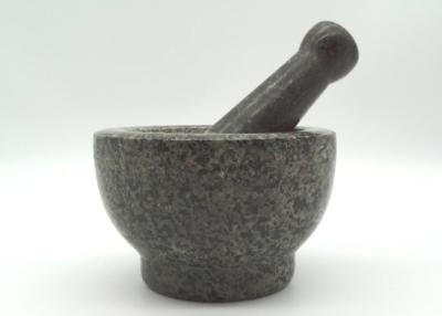 China Reliable Stone Mortar And Pestle Set 100% Solid Granite Round With Base for sale