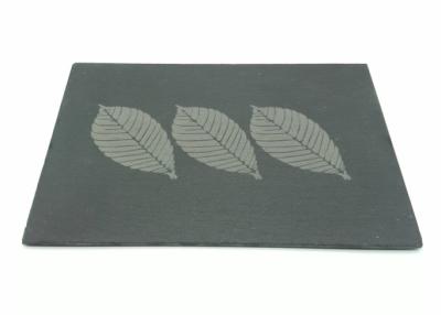China Engrave Black Slate Placemats Coasters 30cm x 20cm With Logo Straight Edges for sale