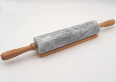 China Deluxe Marble Pastry Rolling Pin Polished With Wood Handles / Cradle for sale
