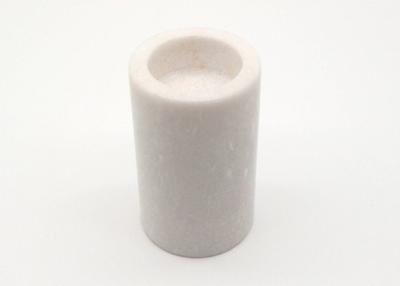 China Polished White Marble Candle Holders Round Cylinder Durable Heat Resistant for sale
