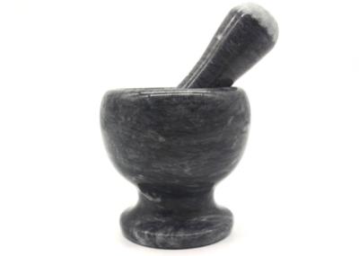 China Custom Made Stone Mortar And Pestle , Stone Bowl And Grinder Black Color for sale