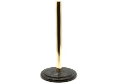 China Upright Black Marble Stone Paper Towel Holder Round Metal Pole for sale