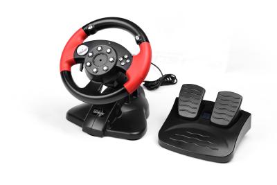 China Red / Green Wired USB Video Game Steering Wheel With Vibration for sale