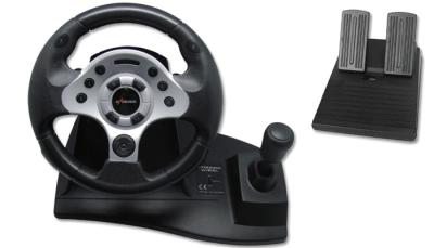 China Computer USB Video Game Steering Wheel And Pedals With Suction CuP for sale
