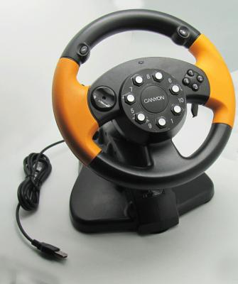 China Wired USB Vibration PC Gaming Steering Wheel With CD-ROM Driver for sale