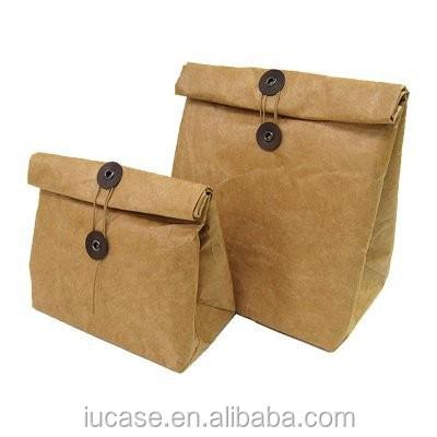 China 2016 Hot Selling Recyclable Flat Handle Brown Kraft Paper Bag for sale