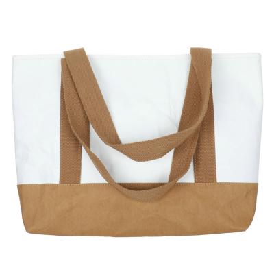 China Reused Materials Two Sustainable Handcrafted Eco-Friendly Tone Washable Kraft Paper Bag for sale