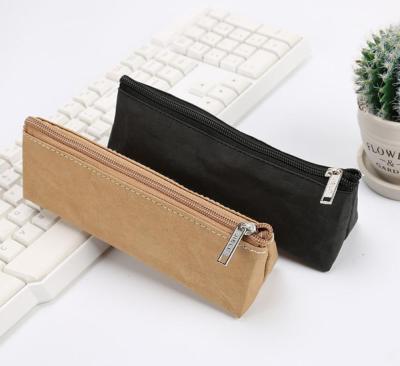China Promotion Kraft Paper Pen Bag Pencil Pouch Stationery Eco-friendly Recyclable Washable Organizer for sale