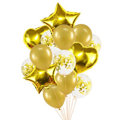 China 14pcs/set 18inch Heart Star Foil Balloons 12inch Latex Confetti Helium Air Ball Globo Multicolor Wedding Birthday Party for sale