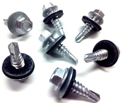China Stainless Steel Tek Galvanized Outdoor Screws M5.5x55mm With EPDM Washer for sale