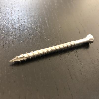 China 10G x 65mm Wood Deck Screws Stainless Steel Countersunk Screws Ribbed Head T17 for sale