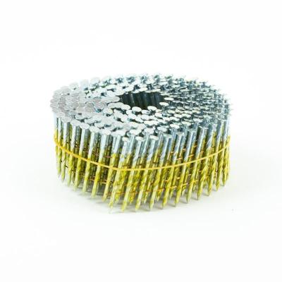 China 2.5 x 57mm Collated Coil Nails Round Head Electro Galvanised Wire Weld 15 Degree for sale