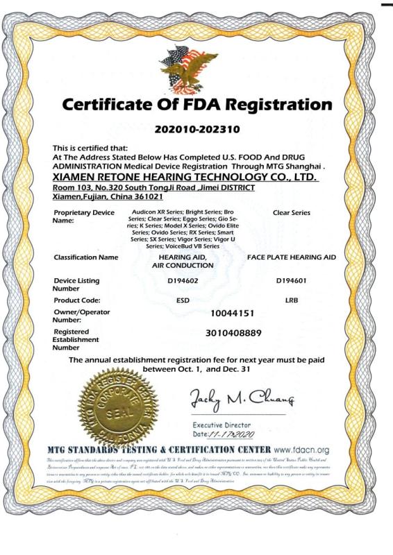 FDA - Retone shenzhen Technology Co., Ltd.