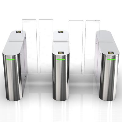 China Silver Glass Security Turnstiles , Office Pedestrian Turnstile Gate 550-900mm for sale